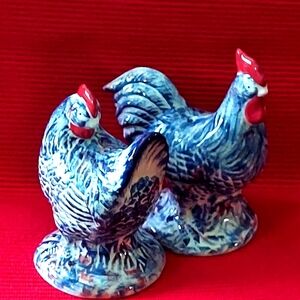 Red, White & Blue Rooster Salt & Pepper Shakers